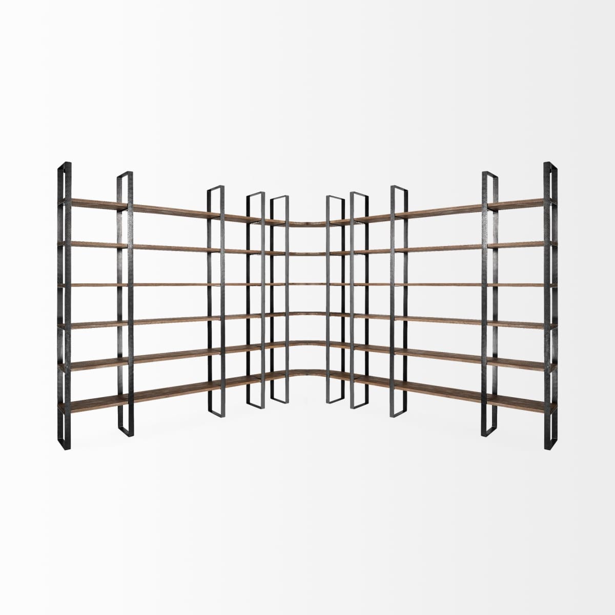 Taunton Shelving Unit Dark Brown Wood | Black Metal - shelving