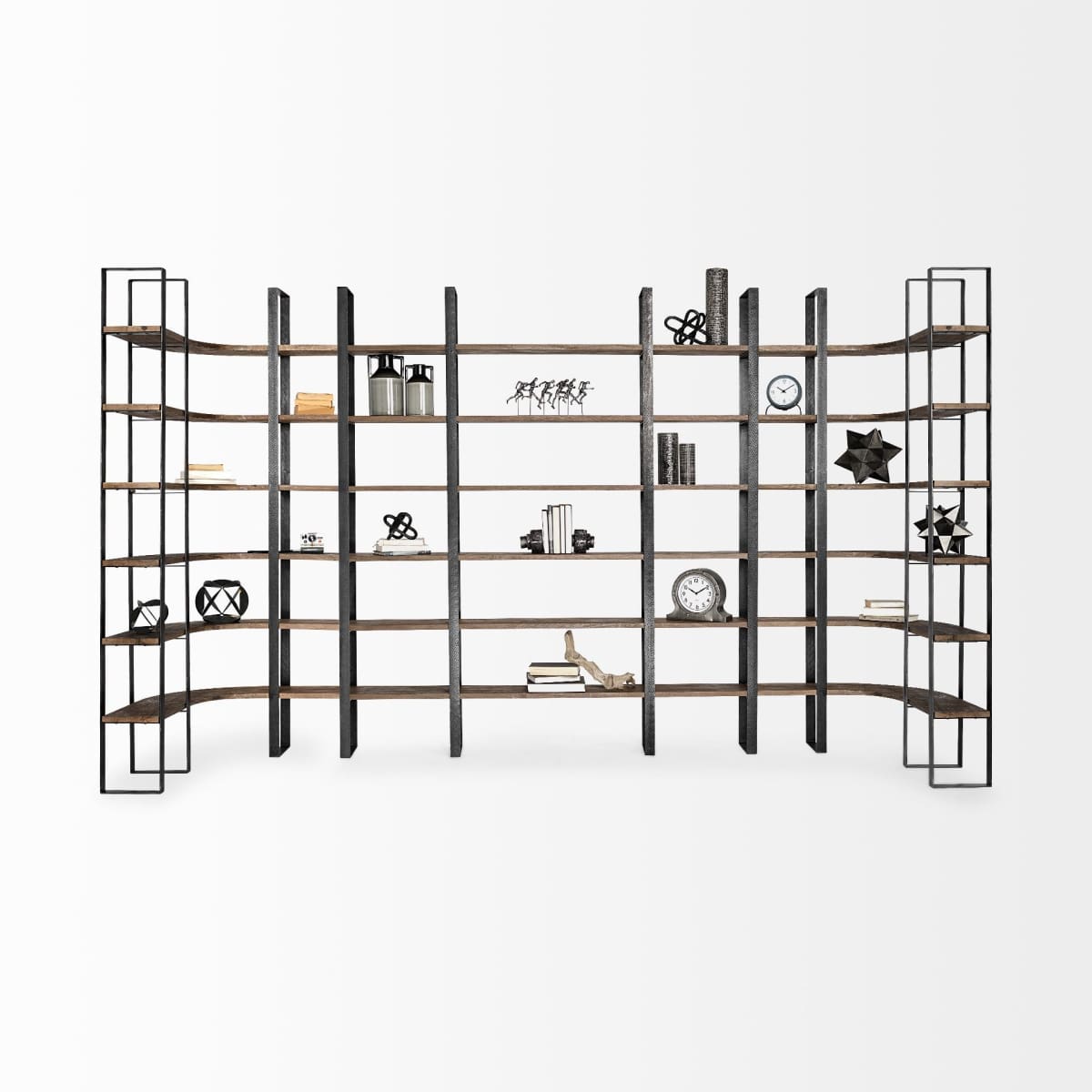 Taunton Shelving Unit Dark Brown Wood | Black Metal - shelving