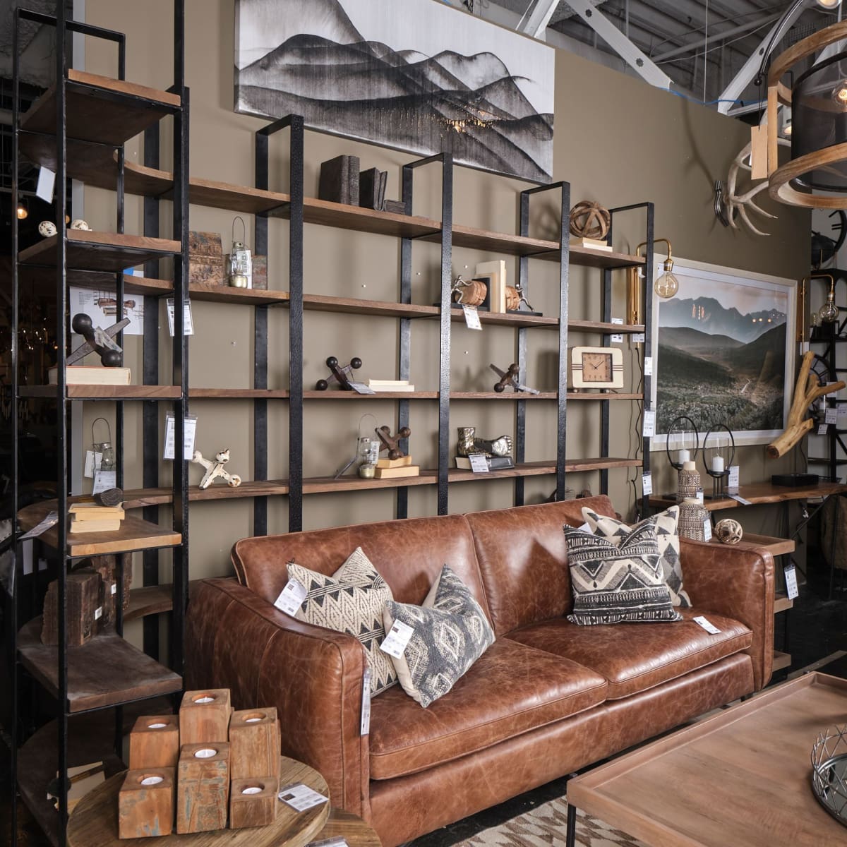 Taunton Shelving Unit Dark Brown Wood | Black Metal - shelving