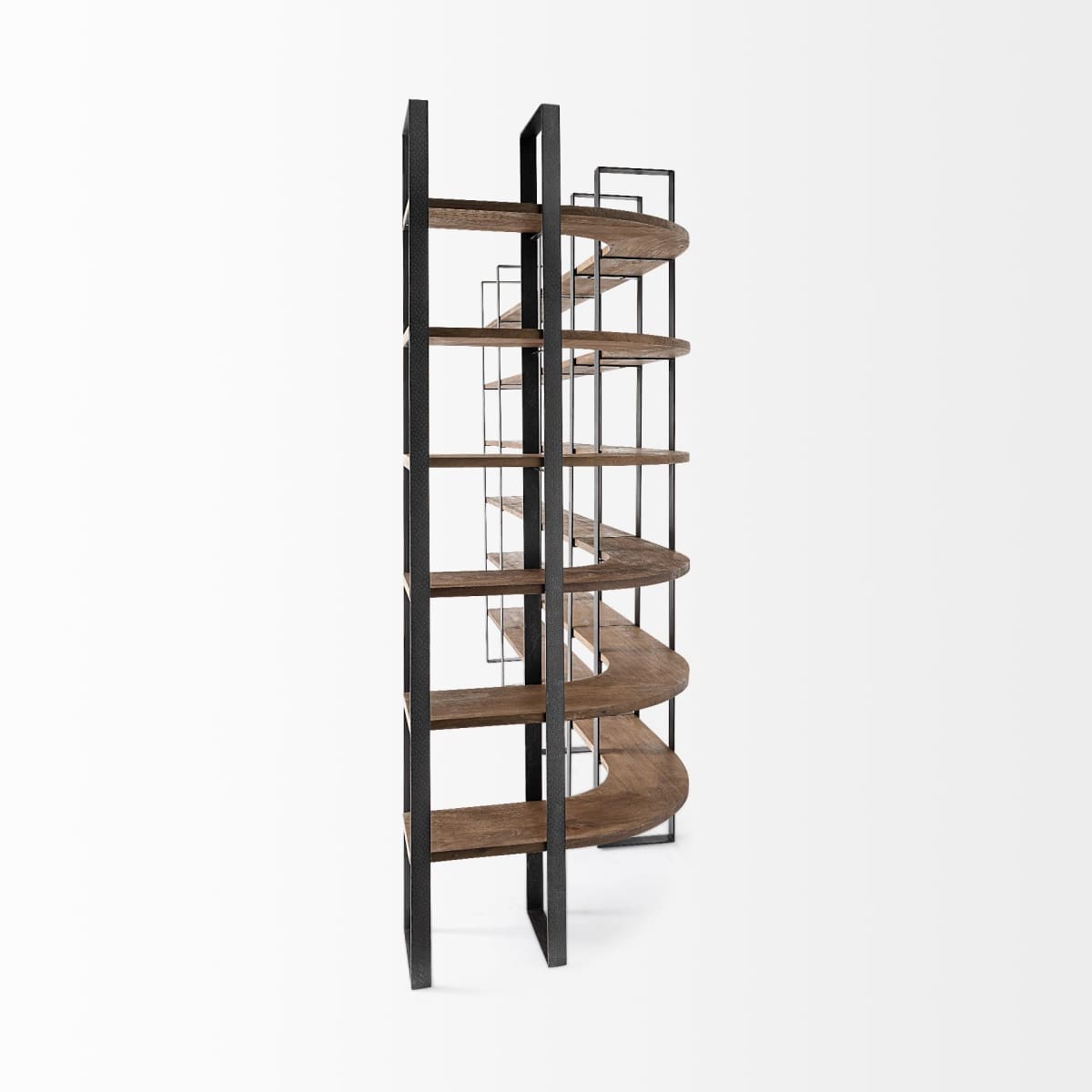 Taunton Shelving Unit Dark Brown Wood | Black Metal - shelving