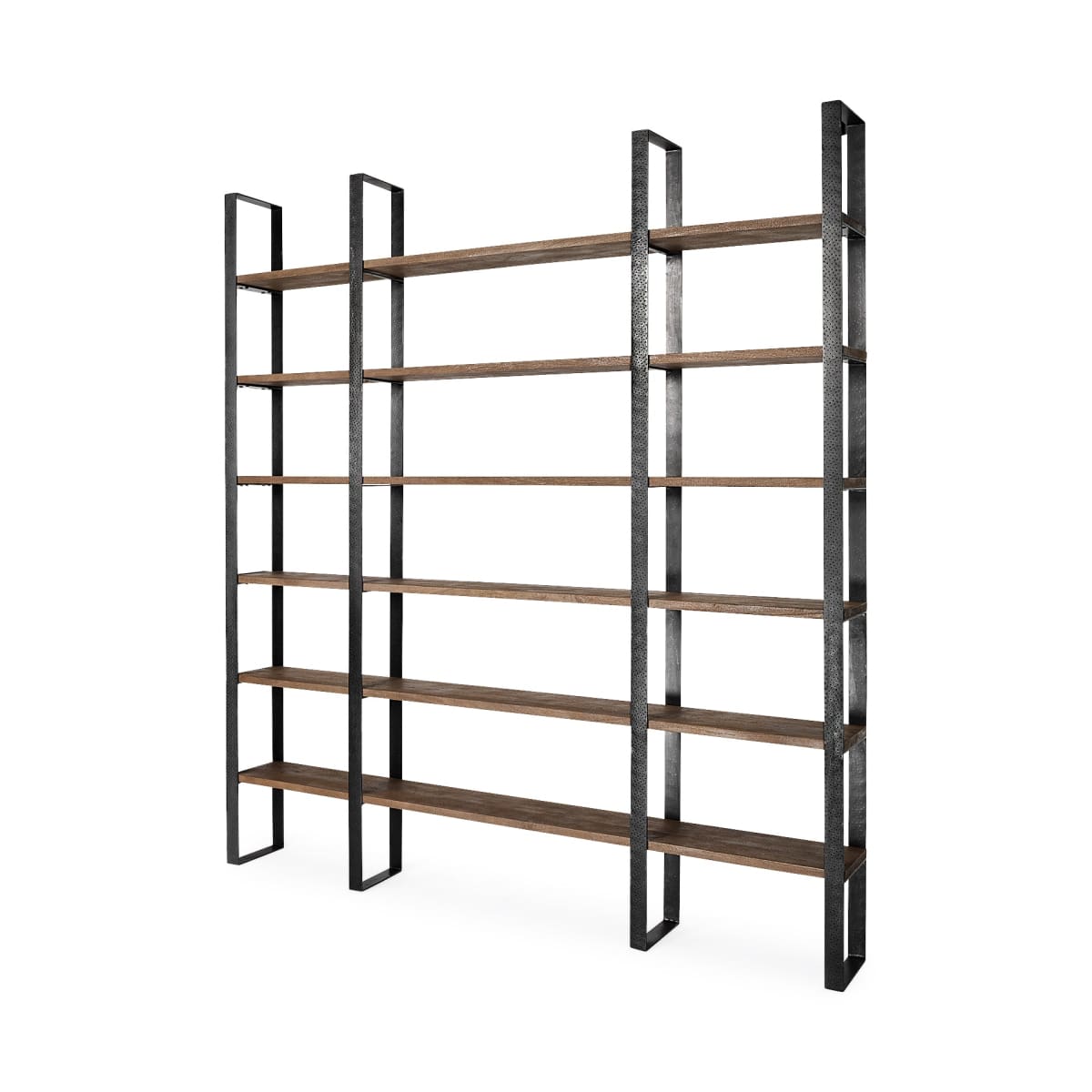Taunton Shelving Unit Dark Brown Wood | Black Metal - shelving