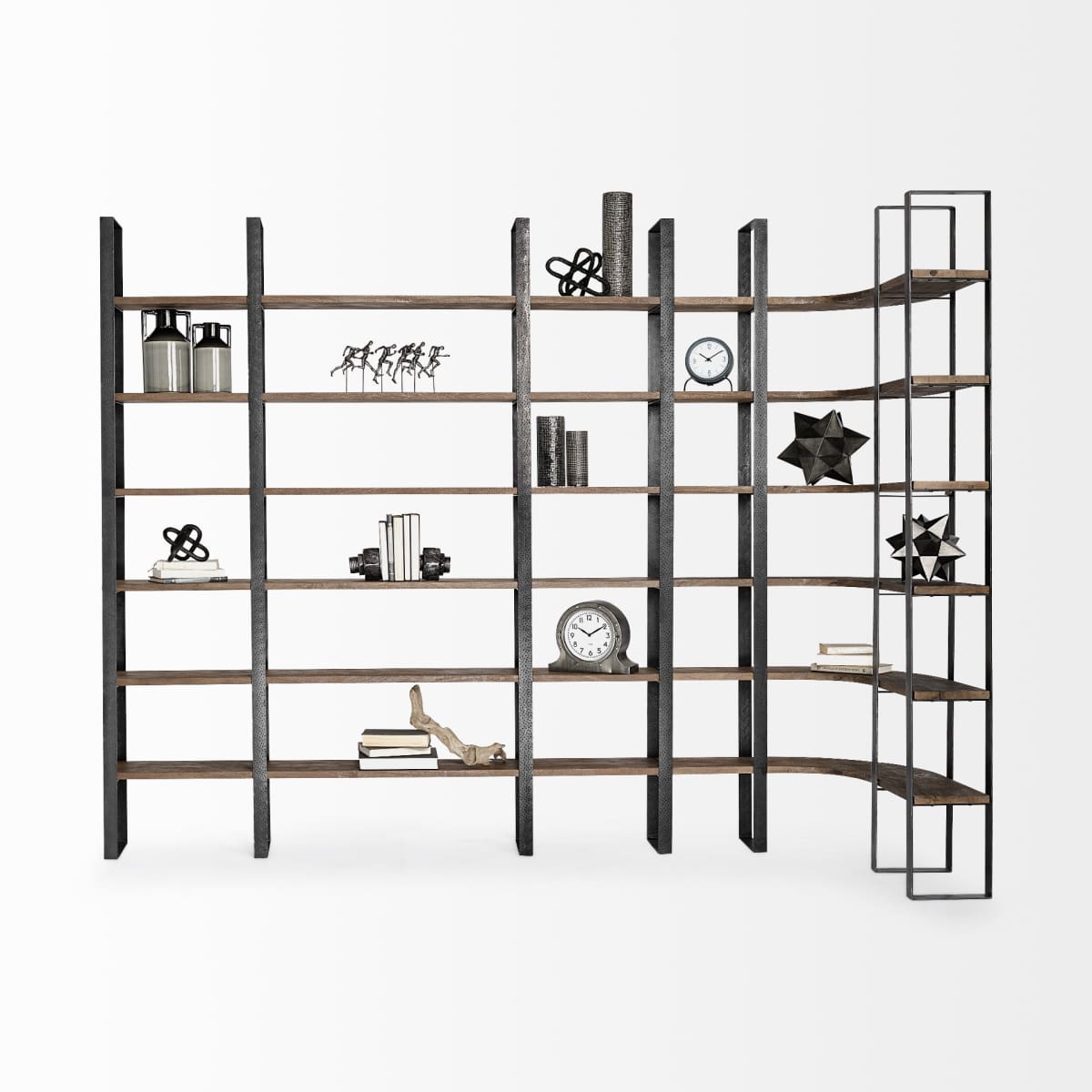 Taunton Shelving Unit Dark Brown Wood | Black Metal - shelving
