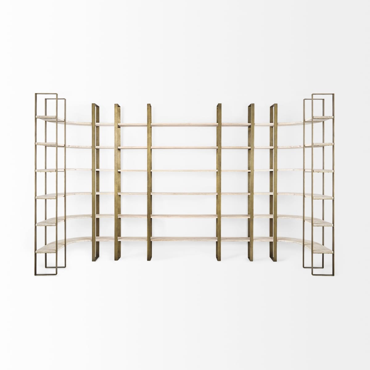 Taunton Shelving Unit Light Brown Wood | Gold Metal - shelving