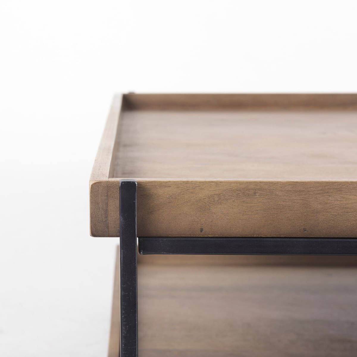 Trey Coffee Table Brown Wood | Black Metal - coffee-tables