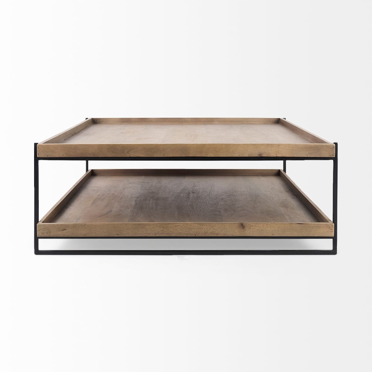 Trey Coffee Table Brown Wood | Black Metal - coffee-tables