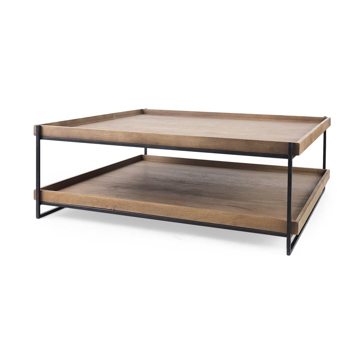 Trey Coffee Table Brown Wood | Black Metal - coffee-tables