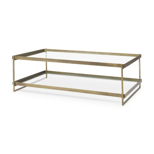 Trey Coffee Table Gold Metal | Glass - coffee-tables