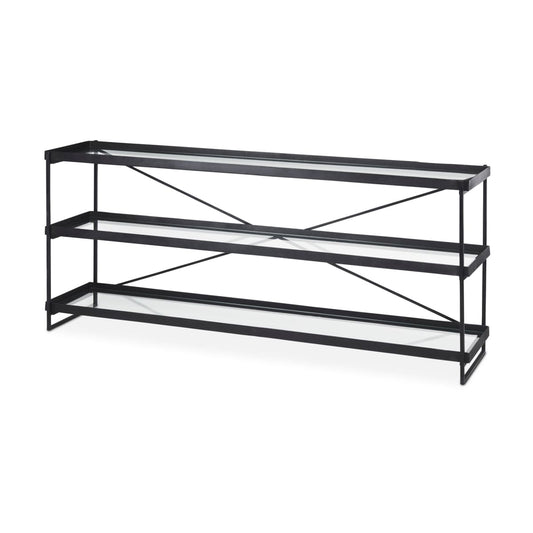 Trey Console Table Black Metal | Glass - console-tables