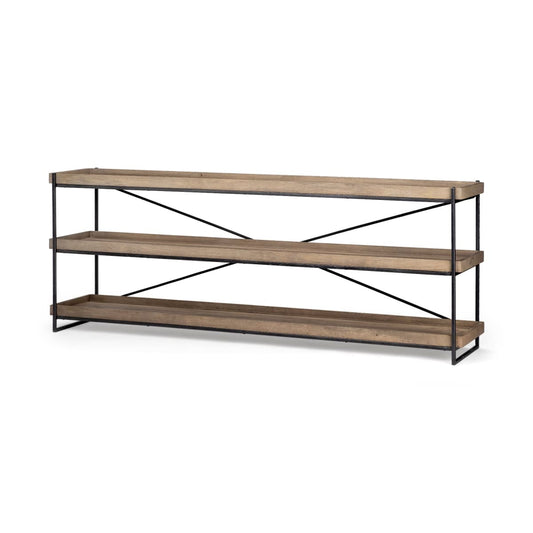 Trey Console Table Brown Wood | Black Iron - console-tables