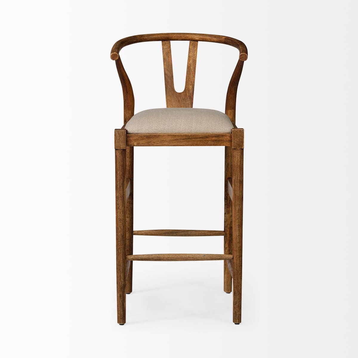 Trixie Bar Counter Stool Cream Fabric | Brown Wood | Bar - bar-stools