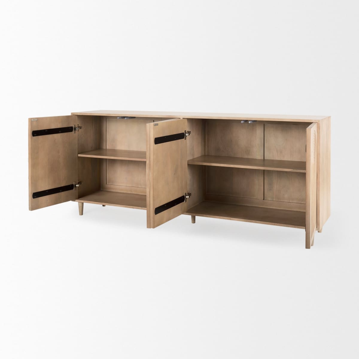 Tucker Sideboard Light Brown Wood | 4 Door - sideboards-and-buffets