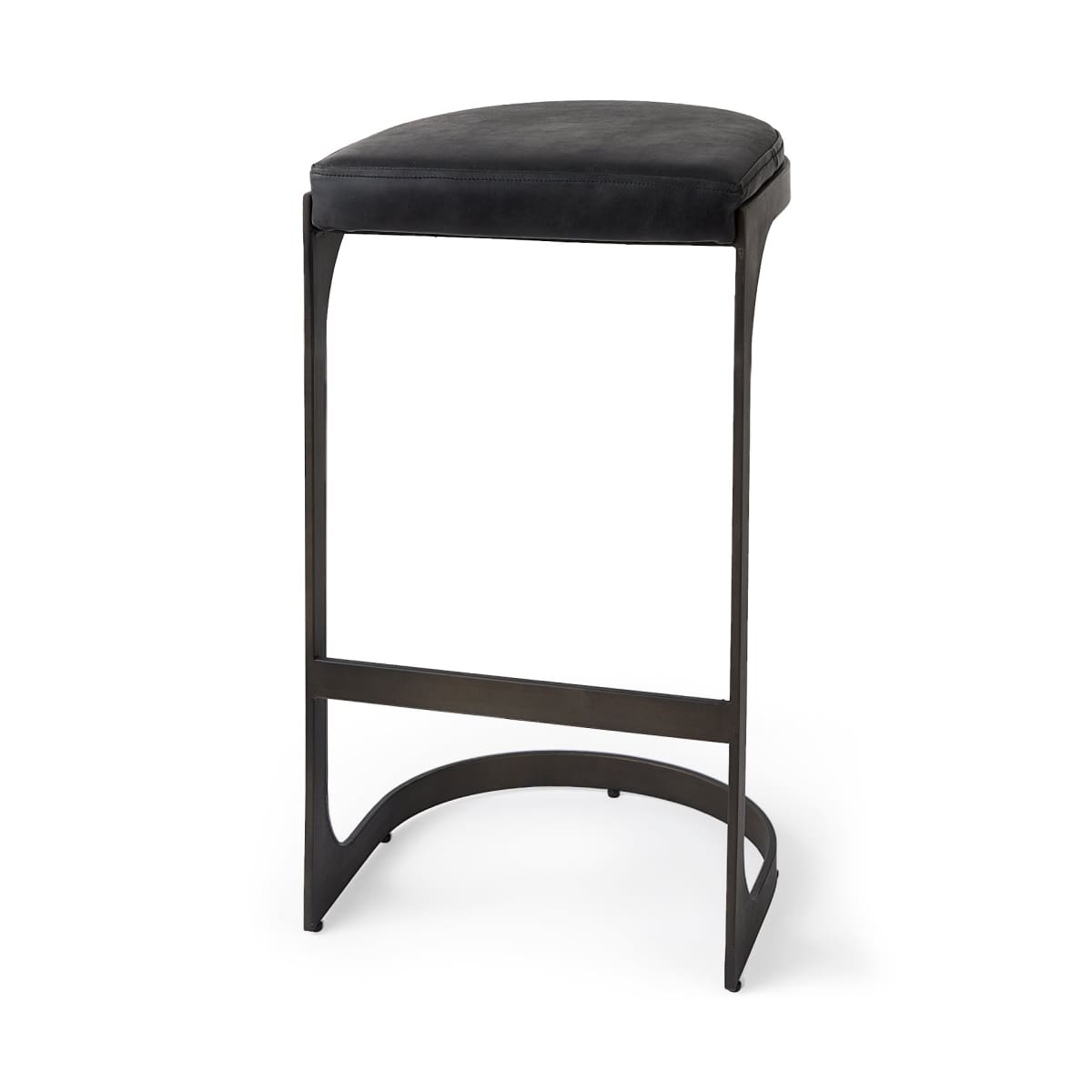 Tyson Leather Seat Bar Counter Stool Black Leather | Black Metal | Bar - bar-stools