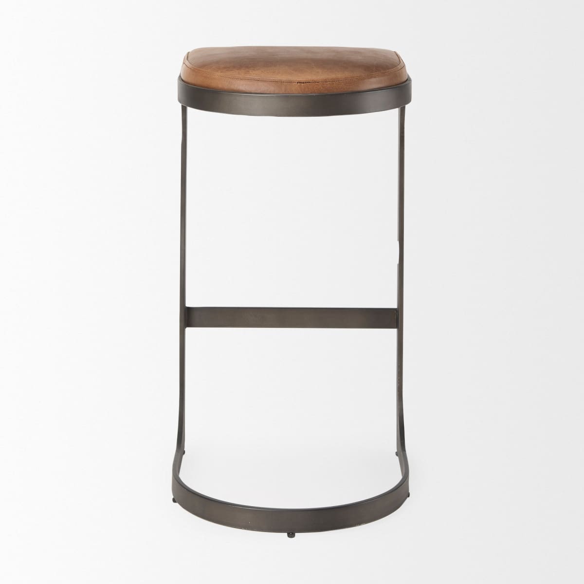 Tyson Leather Seat Bar Counter Stool Brown Leather | Black Metal | Bar - bar-stools