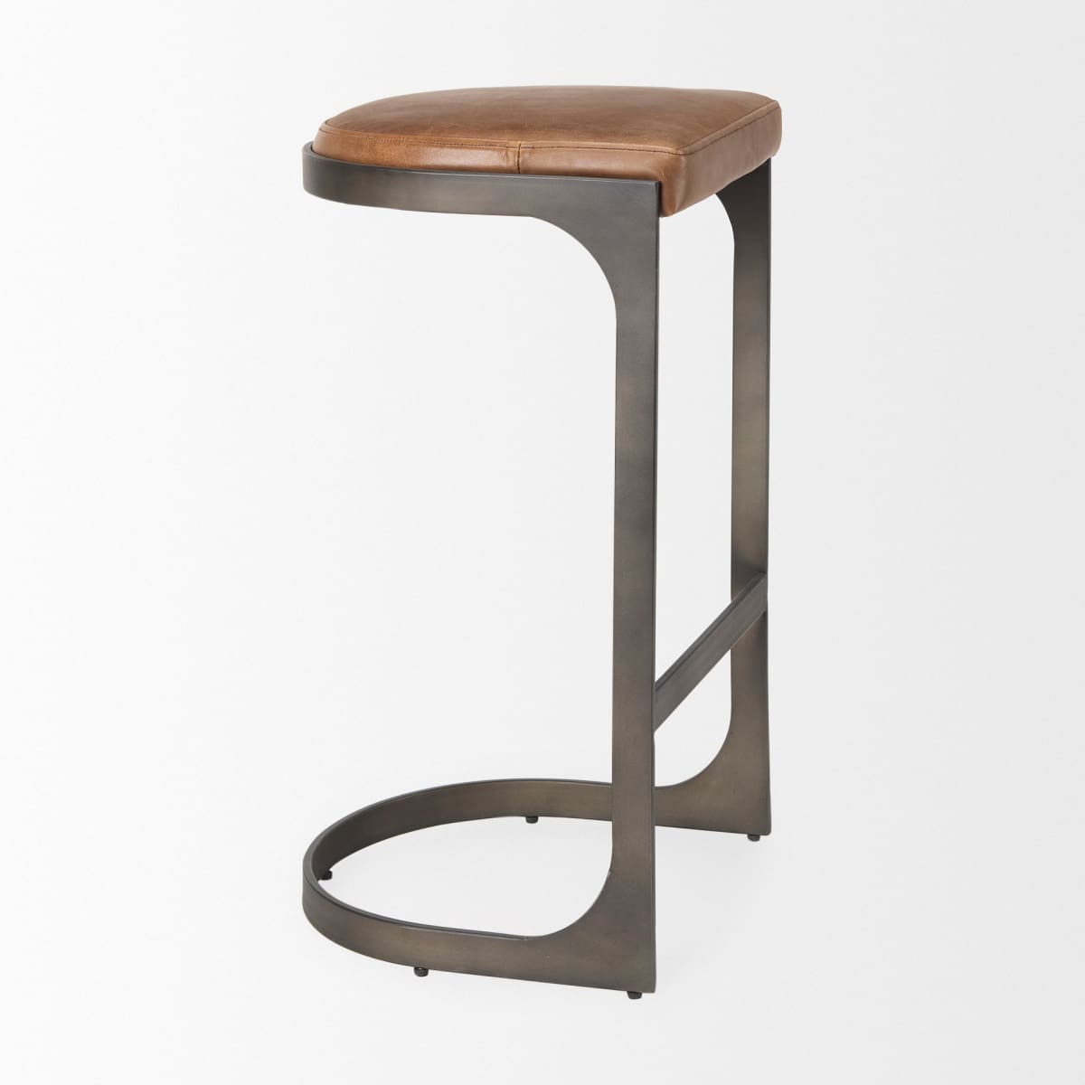 Tyson Leather Seat Bar Counter Stool Brown Leather | Black Metal | Bar - bar-stools