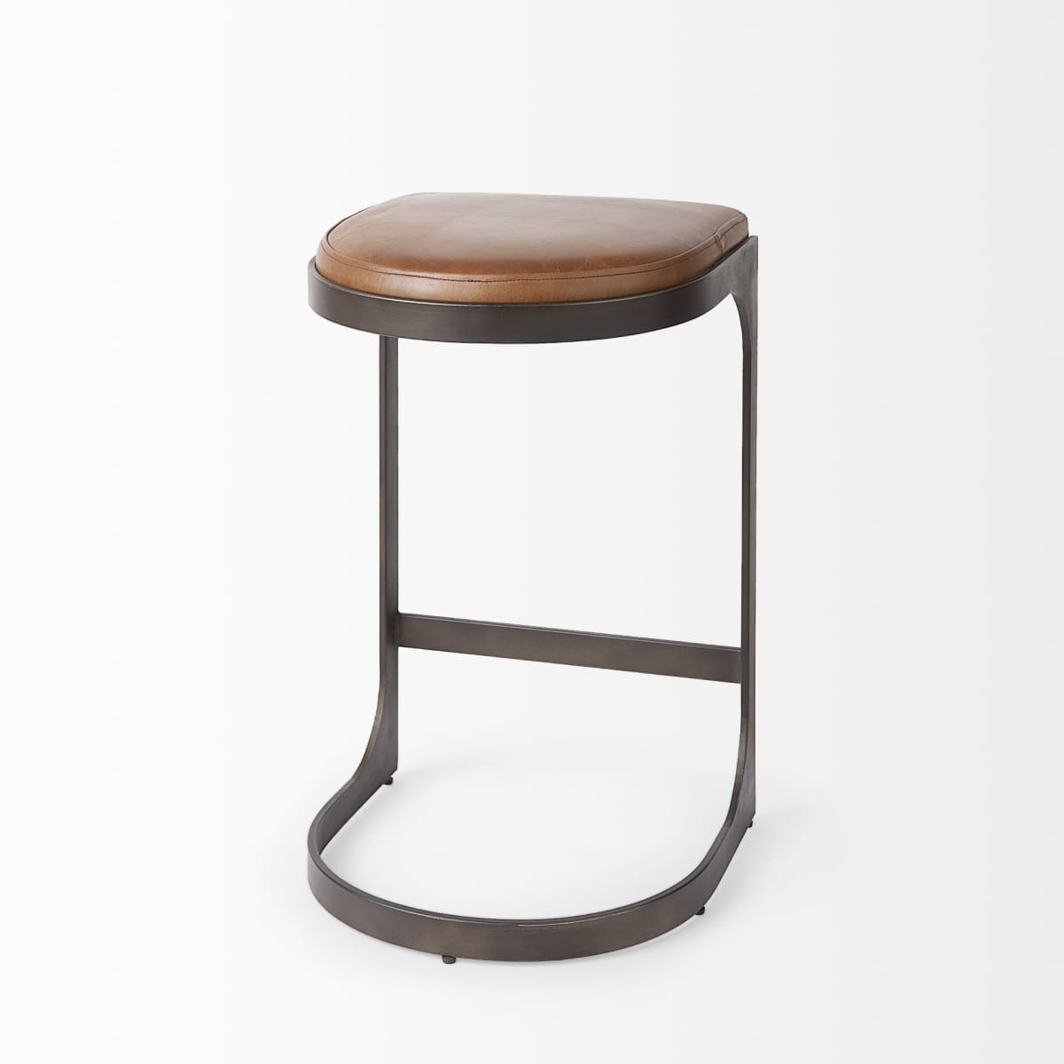 Tyson Leather Seat Bar Counter Stool Brown Leather | Black Metal | Counter - bar-stools