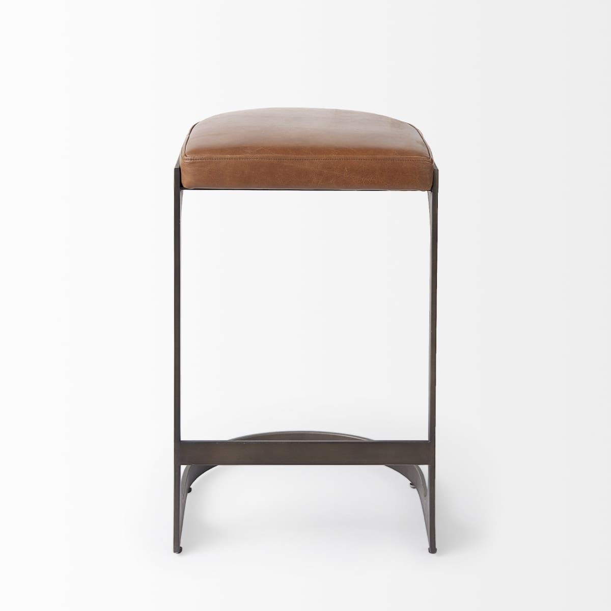 Tyson Leather Seat Bar Counter Stool Brown Leather | Black Metal | Counter - bar-stools