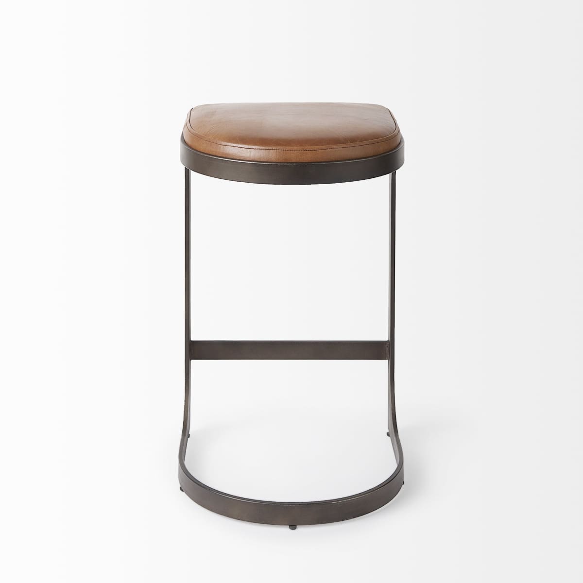 Tyson Leather Seat Bar Counter Stool Brown Leather | Black Metal | Counter - bar-stools
