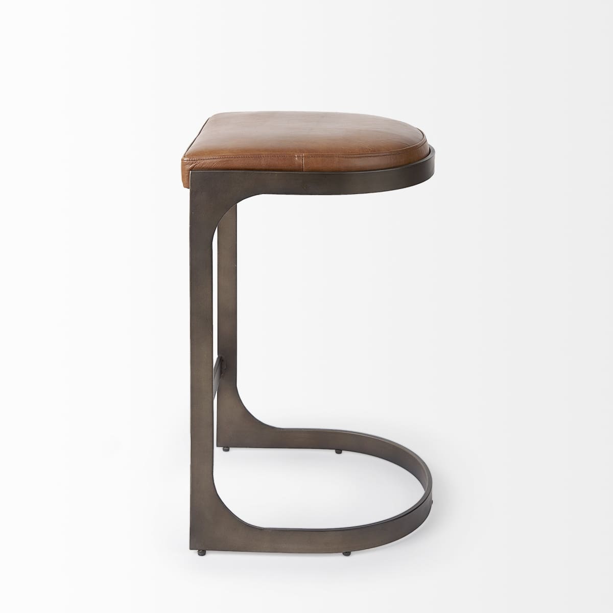 Tyson Leather Seat Bar Counter Stool Brown Leather | Black Metal | Counter - bar-stools