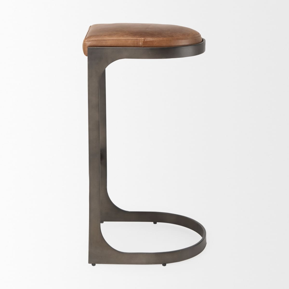 Tyson Leather Seat Bar Counter Stool Brown Leather | Black Metal | Bar - bar-stools