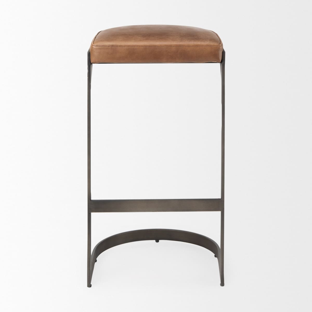 Tyson Leather Seat Bar Counter Stool Brown Leather | Black Metal | Bar - bar-stools