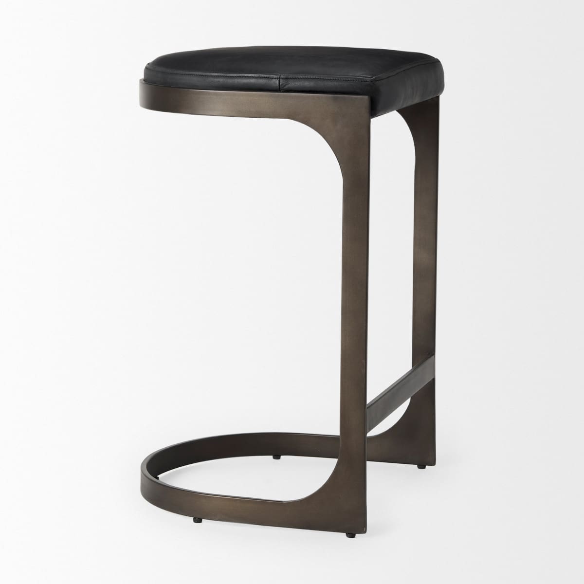 Tyson Upholstered Seat Bar Counter Stool Black Leather | Black Metal | Counter - bar-stools