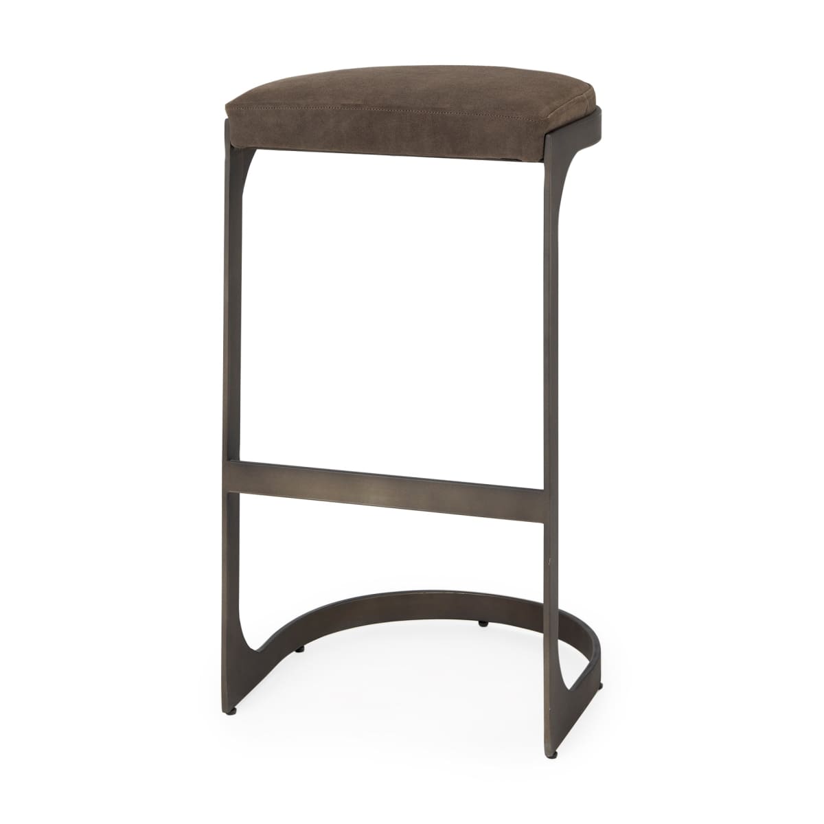 Tyson Upholstered Seat Bar Counter Stool Brown/Gray Suede | Black Metal | Bar - bar-stools