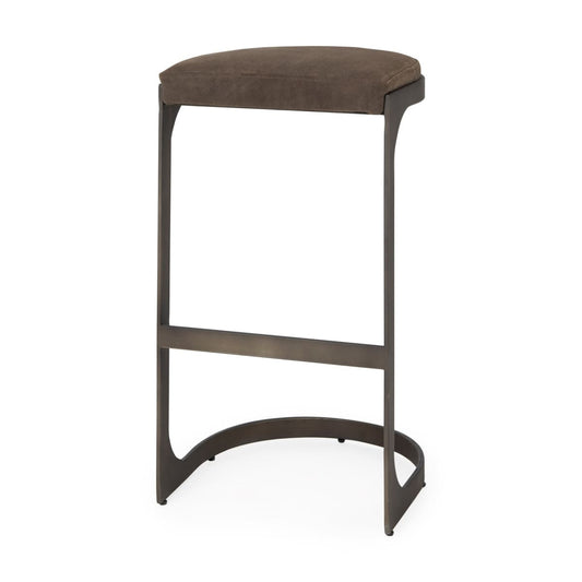 Tyson Upholstered Seat Bar Counter Stool Brown/Gray Suede | Black Metal | Bar - bar-stools