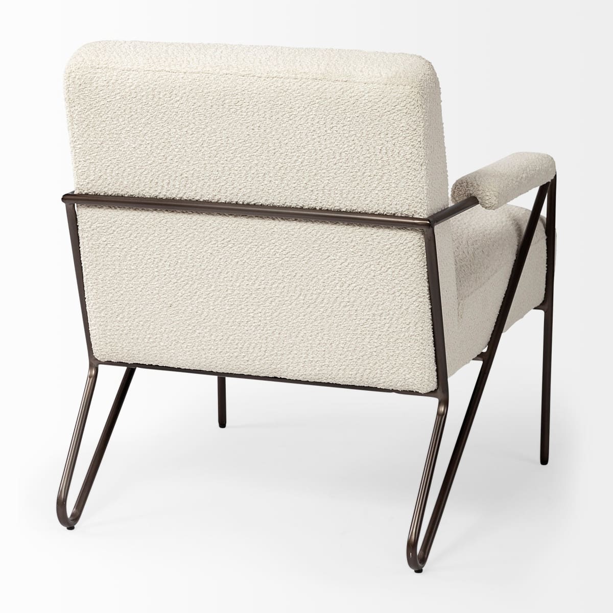 Vicunya Upholstered Accent Chair Cream Boucle | Brown Metal - accent-chairs