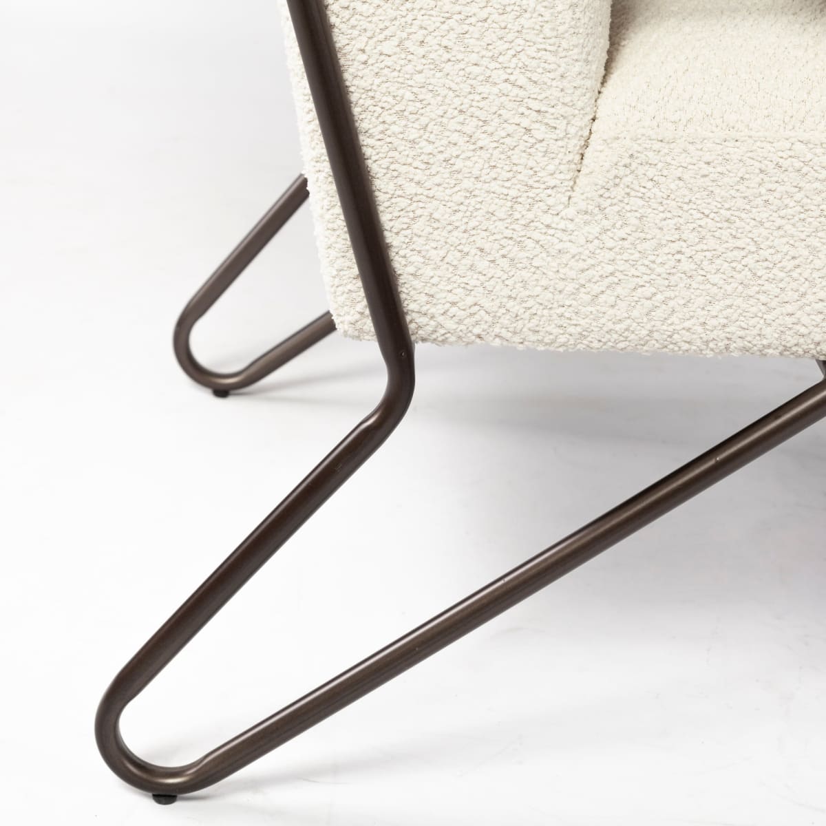Vicunya Upholstered Accent Chair Cream Boucle | Brown Metal - accent-chairs