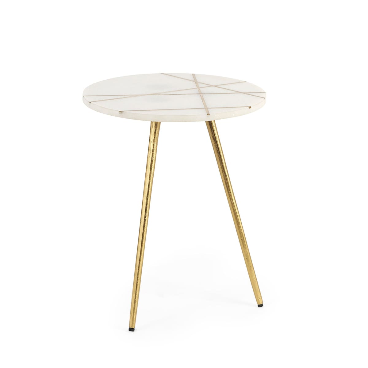 Vivienne Accent Table Series White Marble | Gold Metal | 19.0H - accent-tables