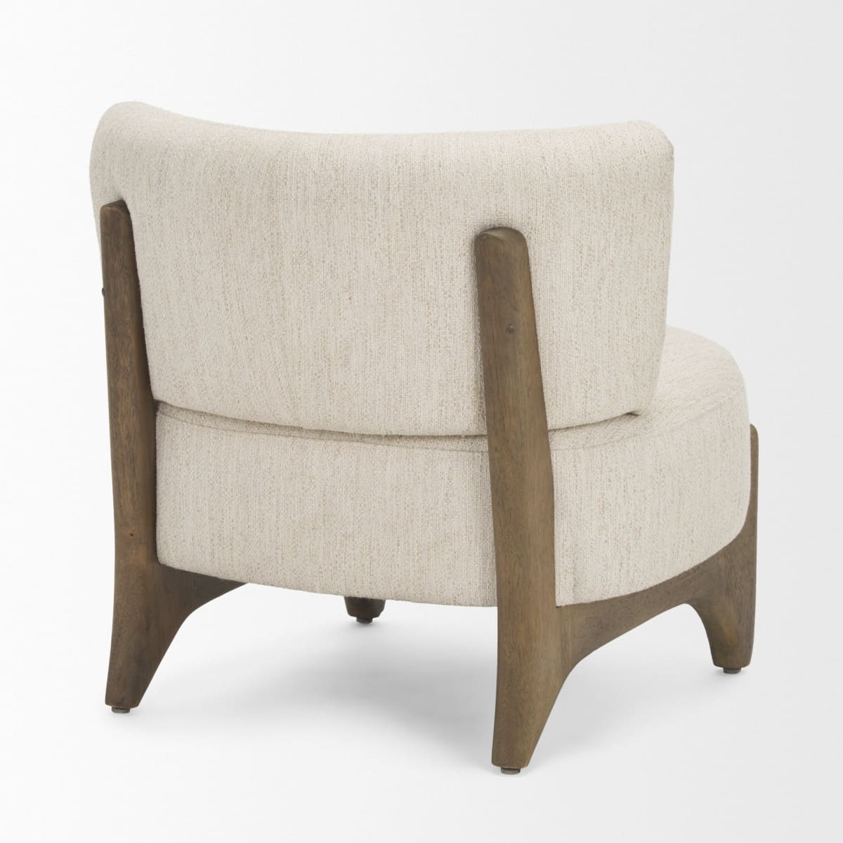 Vyra Upholstered Accent Chair Dark Brown Wood | Cream Fabric - accent-chairs