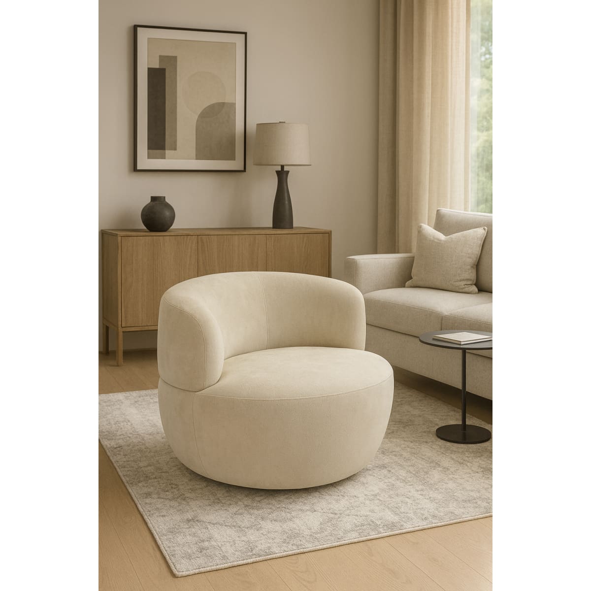 Wade Swivel Accent Chair-Cream - accent chair