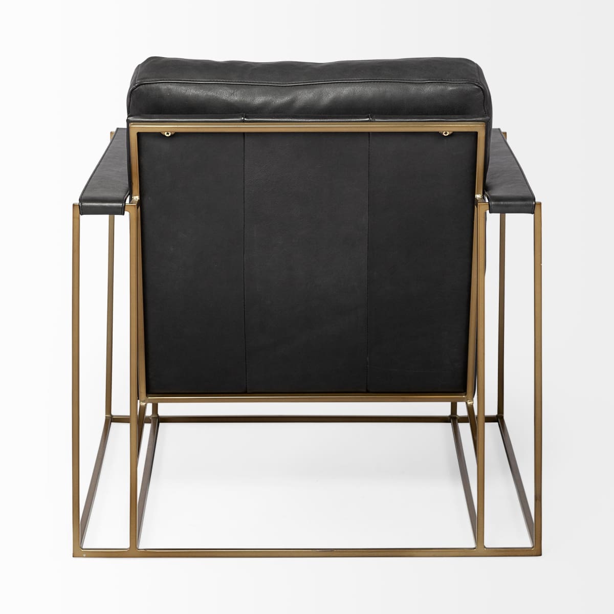Watson Leather Accent Chair Black Leather | Gold Metal - accent-chairs