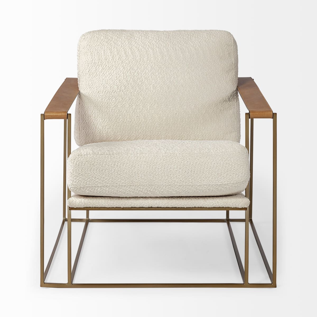 Watson Upholstered Accent Chair Cream Boucle | Gold Metal - accent-chairs