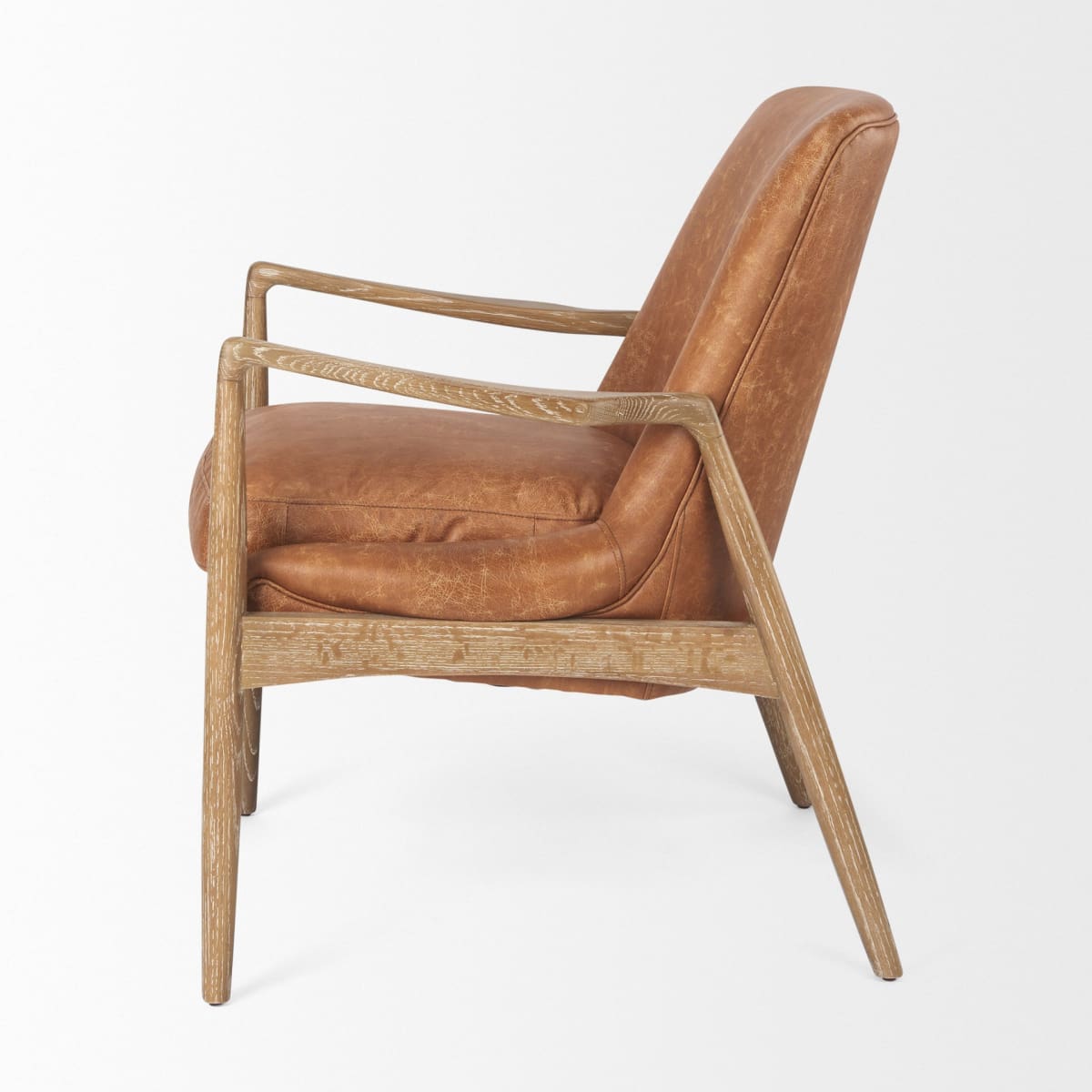 Westan Accent Chair Cognac Faux Leather | Brown Wood - accent-chairs