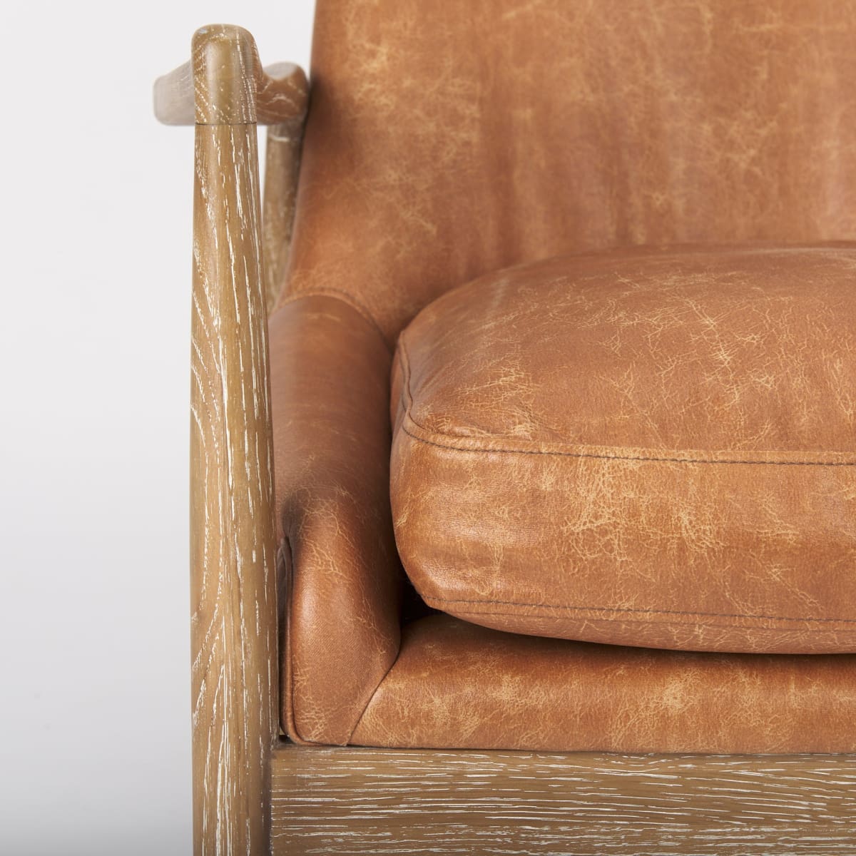 Westan Accent Chair Cognac Faux Leather | Brown Wood - accent-chairs