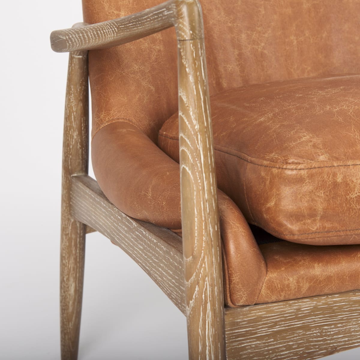 Westan Accent Chair Cognac Faux Leather | Brown Wood - accent-chairs