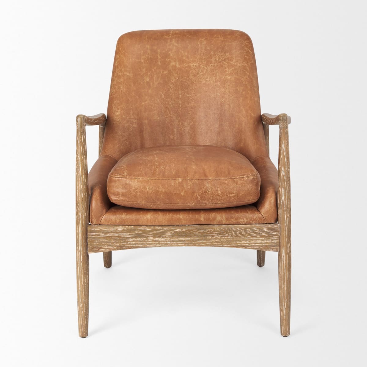 Westan Accent Chair Cognac Faux Leather | Brown Wood - accent-chairs