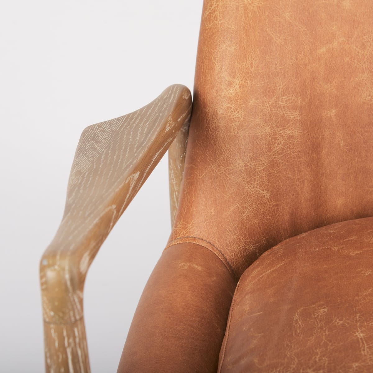 Westan Accent Chair Cognac Faux Leather | Brown Wood - accent-chairs