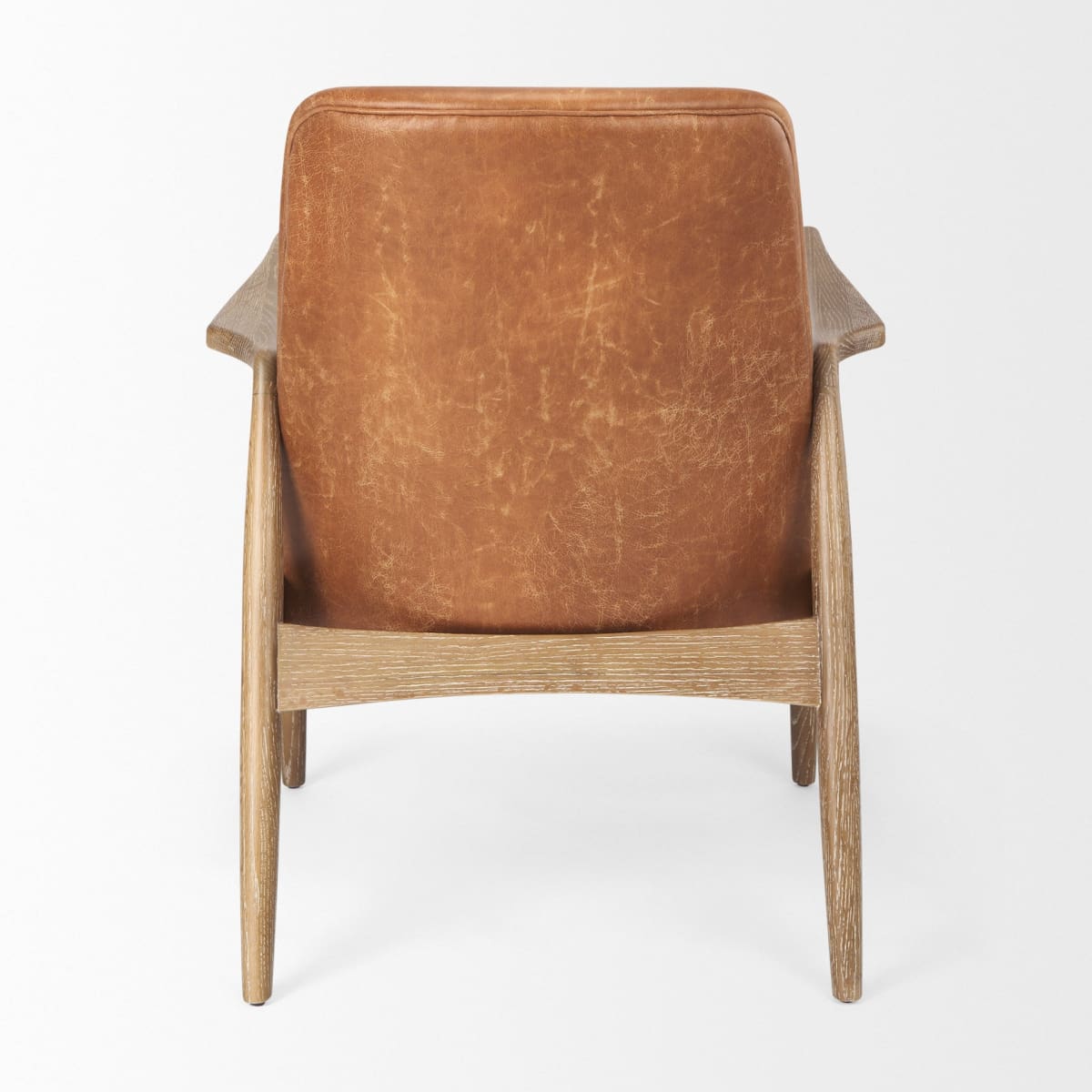 Westan Accent Chair Cognac Faux Leather | Brown Wood - accent-chairs