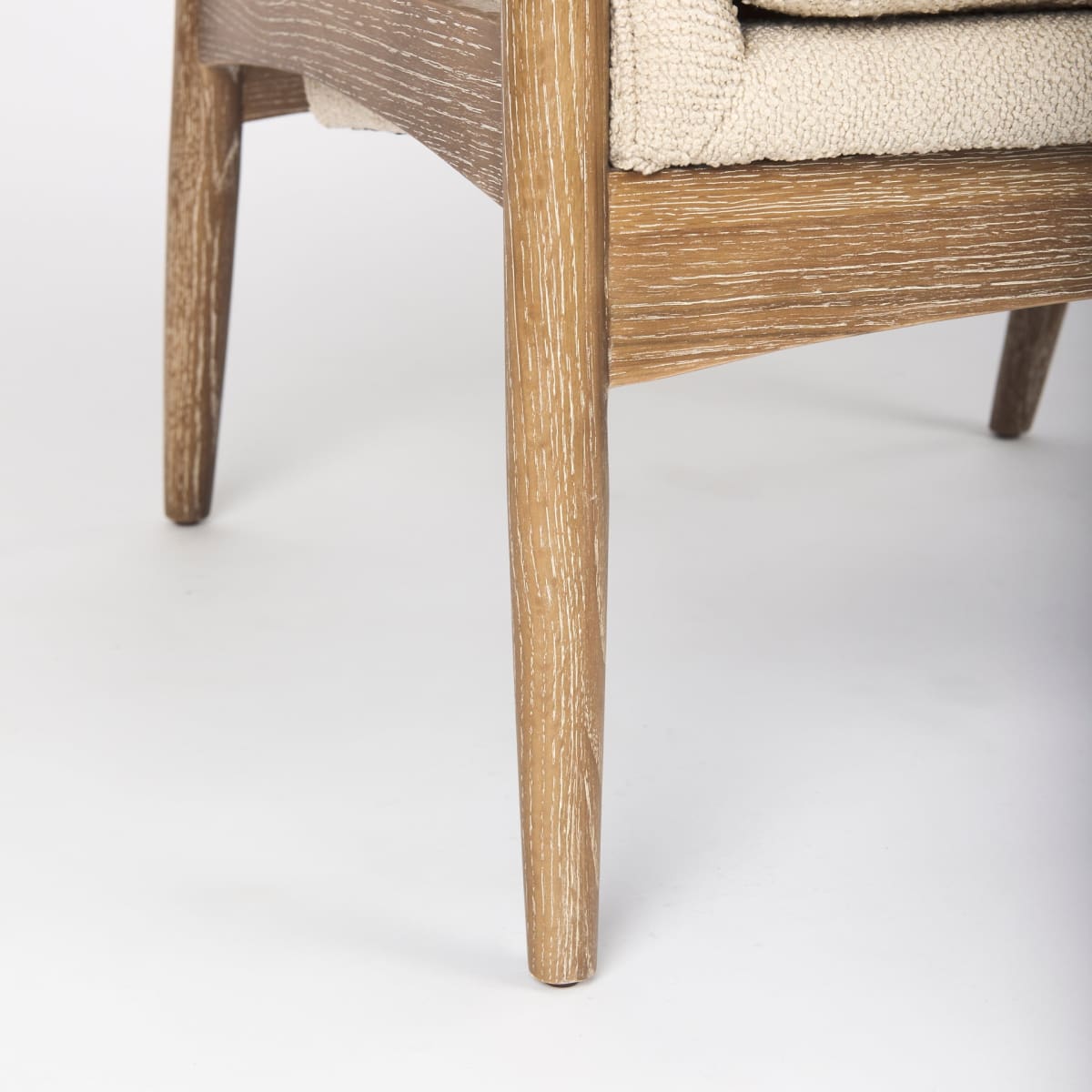 Westan Upholstered Accent Chair Cream Bouclé Fabric | Brown Wood - accent-chairs