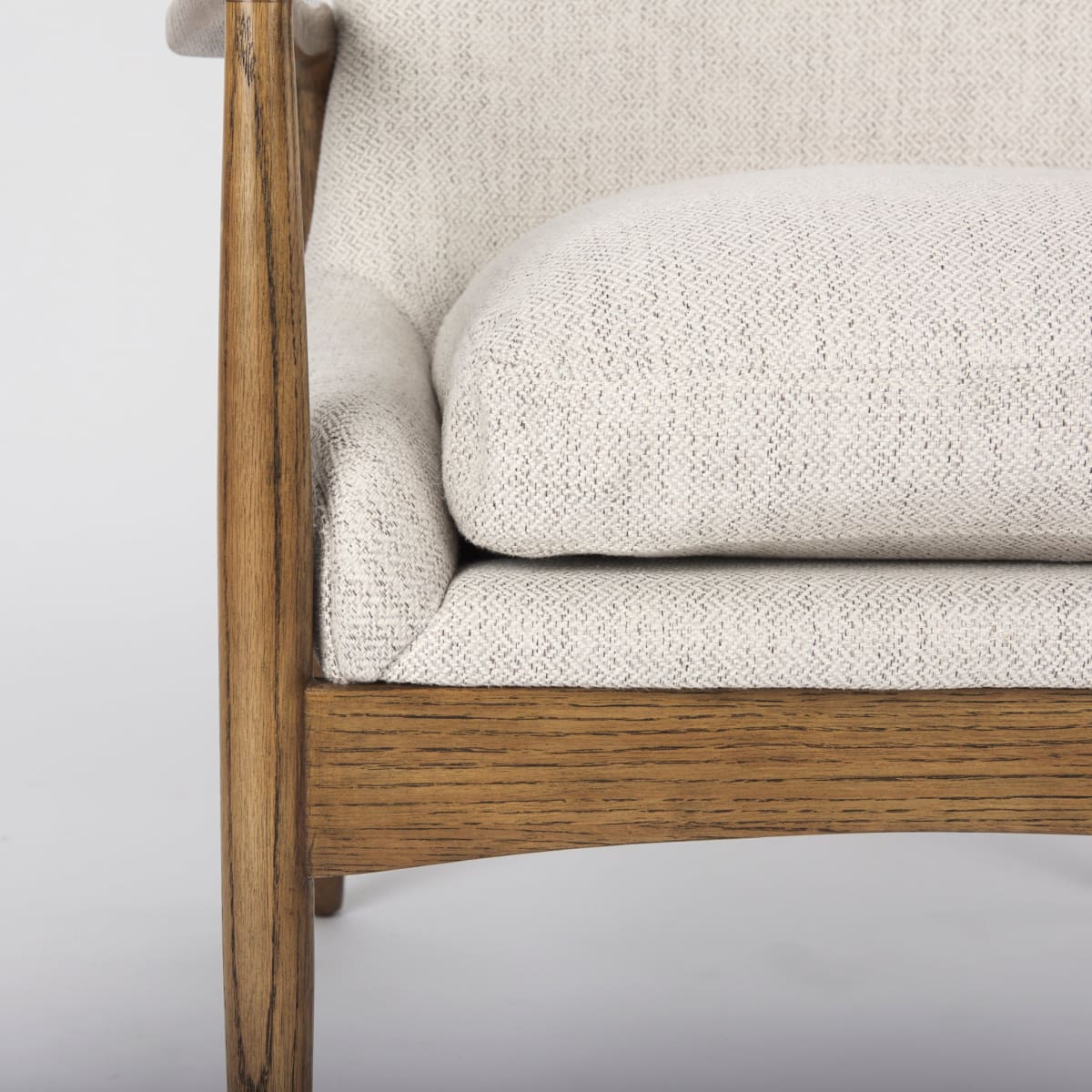 Westan Upholstered Accent Chair Cream Fabric | Brown Wood - accent-chairs
