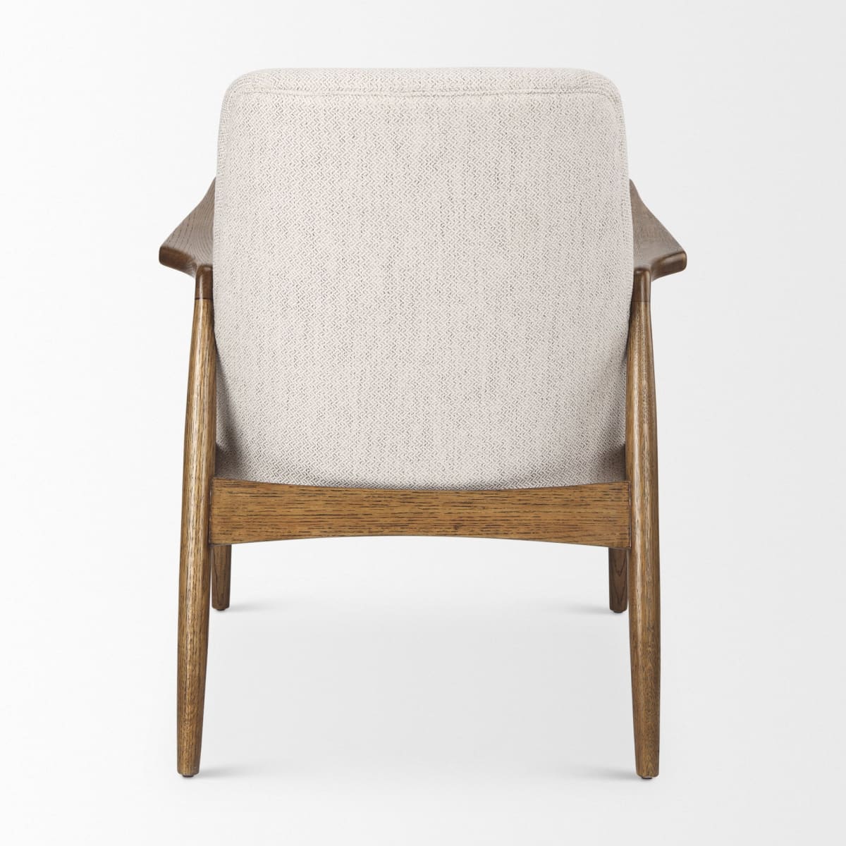 Westan Upholstered Accent Chair Cream Fabric | Brown Wood - accent-chairs