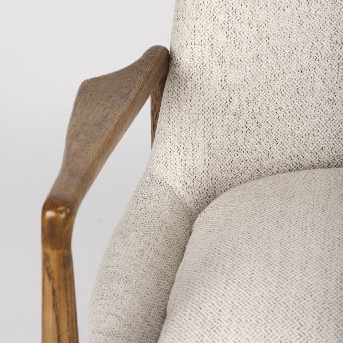 Westan Upholstered Accent Chair Cream Fabric | Brown Wood - accent-chairs