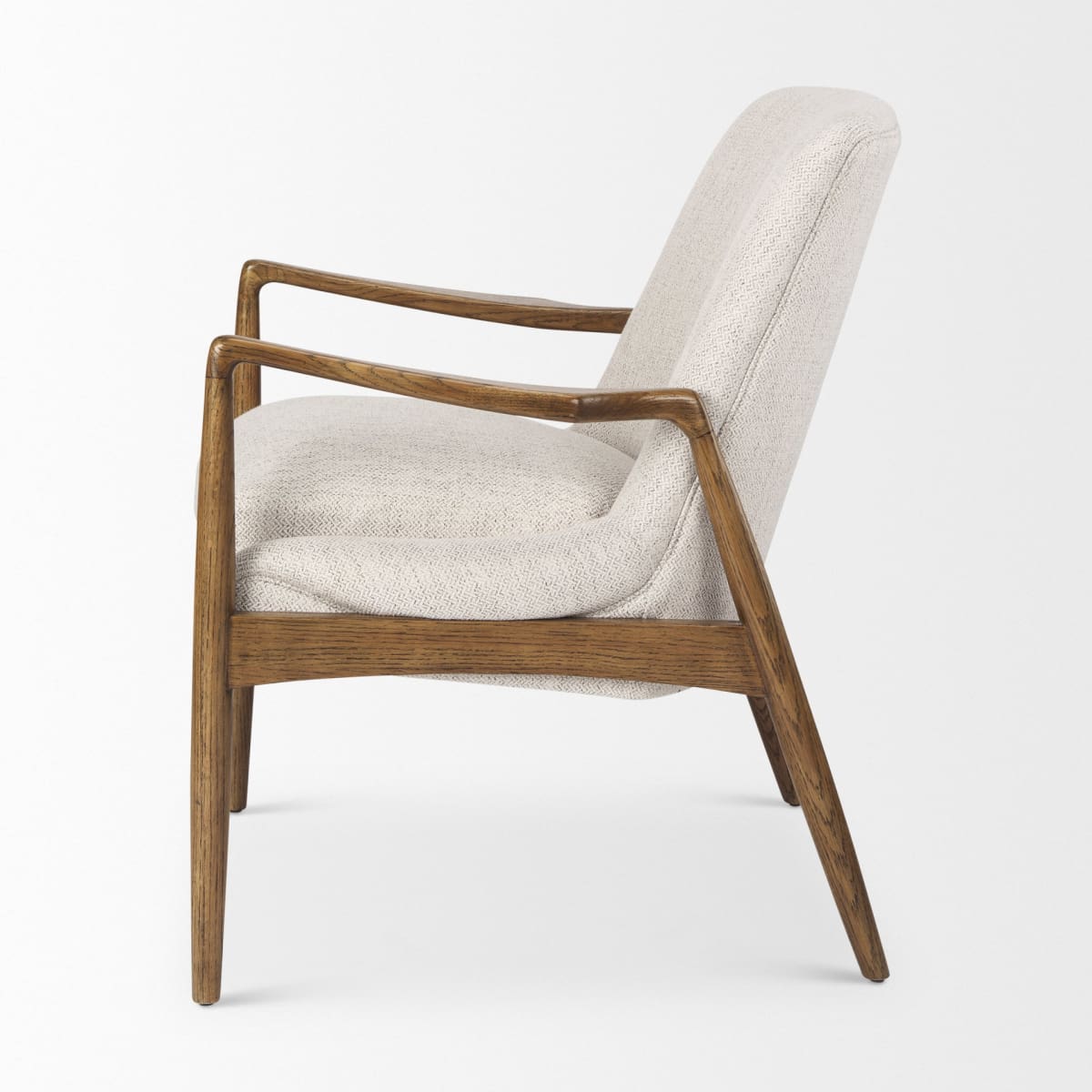 Westan Upholstered Accent Chair Cream Fabric | Brown Wood - accent-chairs