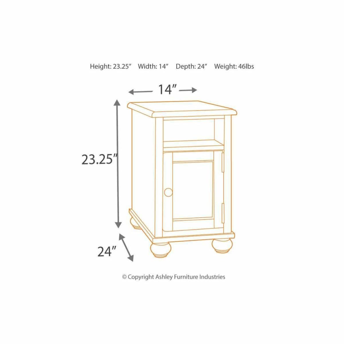 Barilanni Chairside End Table - END TABLE/SIDE TABLE