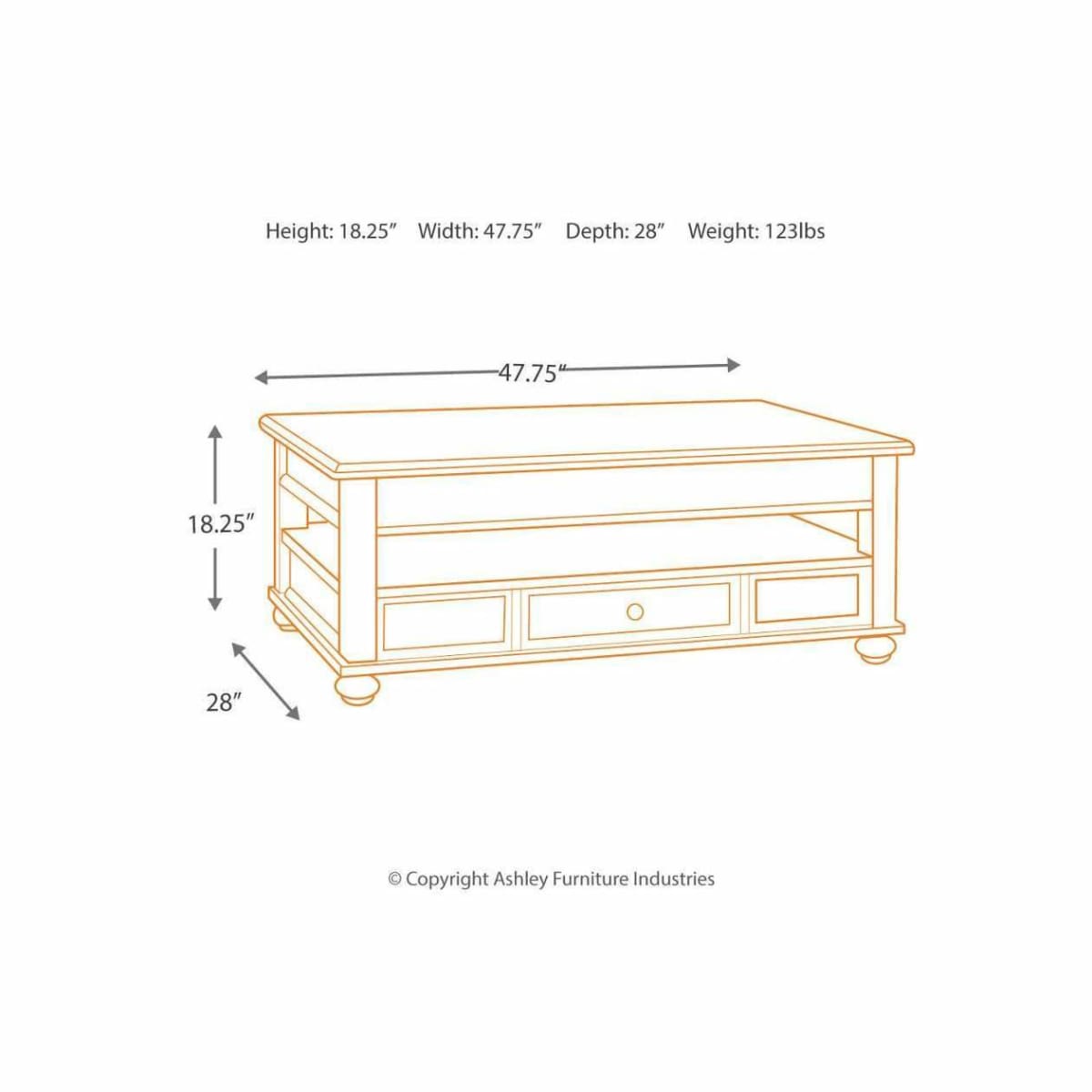 Barilanni Coffee Table with Lift Top - COFFEE TABLE