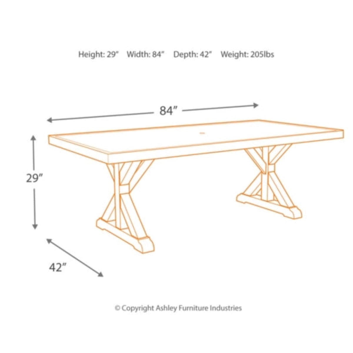 Beachcroft Dining Table Set with Umbrella Option - 42.38 W x 84.38 D x 29.5 H - Outdoor Sofa