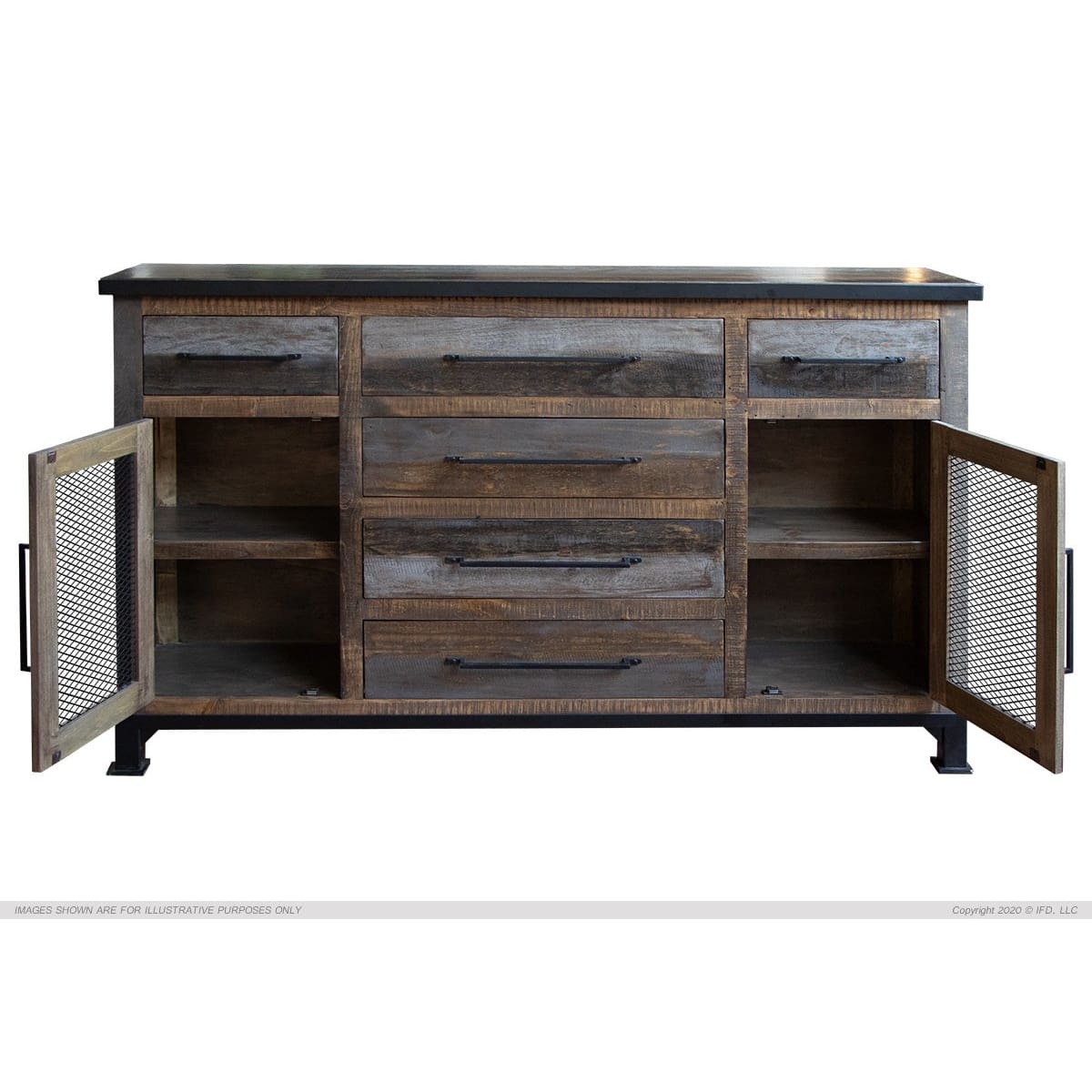Antique Grey Buffet - 70-3/4 x 15-1/4 x 42-1/2 - Side Board