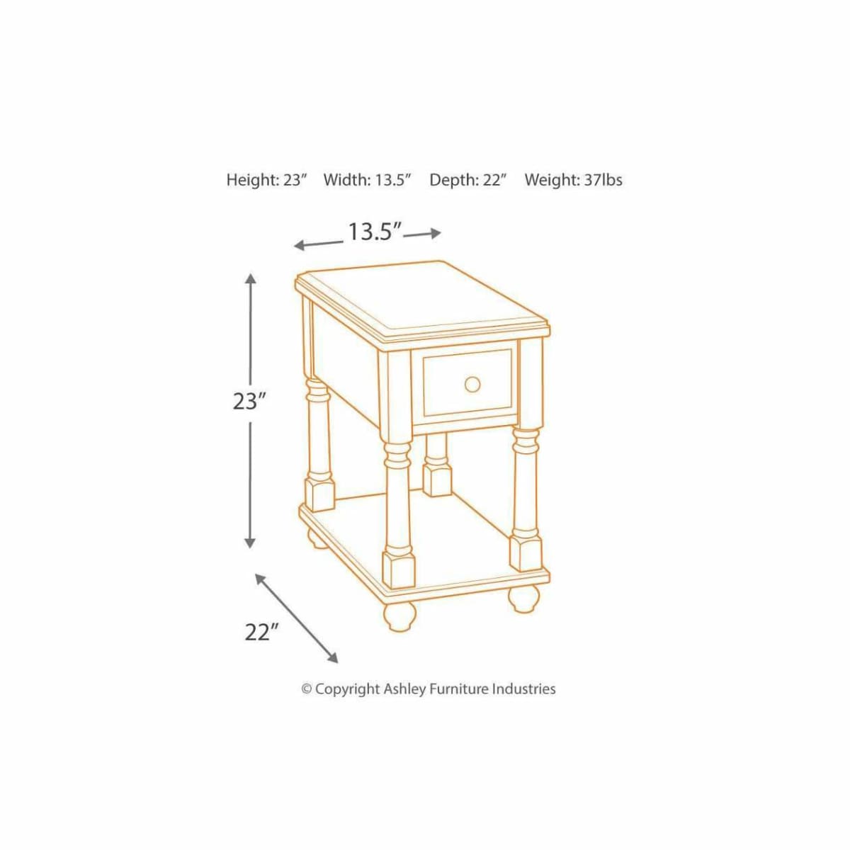 Breegin Light Brown Chairside End Table - END TABLE/SIDE TABLE